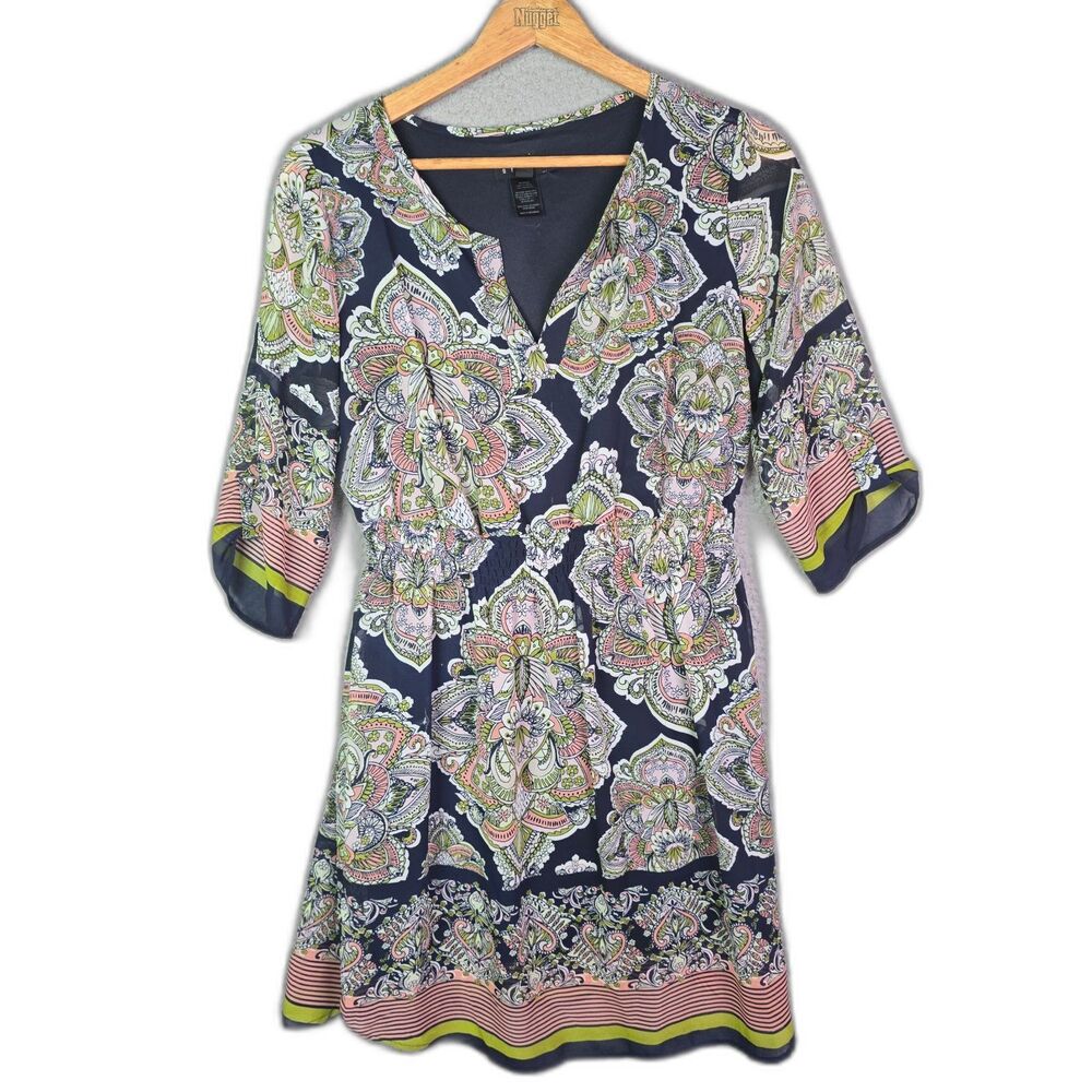 En Focus Colorful Print Casual Dress 8 Flattering Fit Work Church